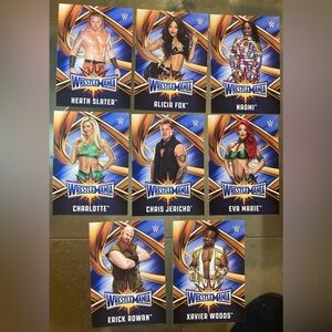 8 2017 Topps WWE Wrestlemania card lot . Charlotte Fkair Chris Jericho etc